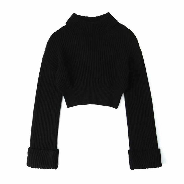 Damer cropped stickad tröja med hög krage Eva Jonsson-Eva Jonsson