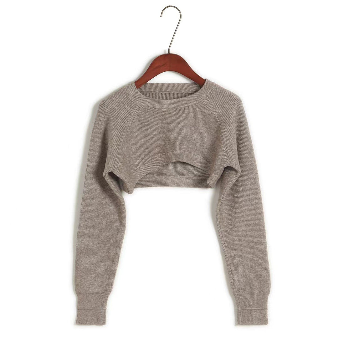 Damer cropped stickad tröja med ribbad struktur Mirla-Eva Jonsson