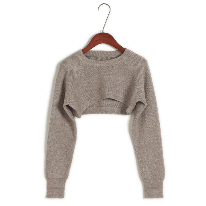 Damer cropped stickad tröja med ribbad struktur Mirla-Eva Jonsson