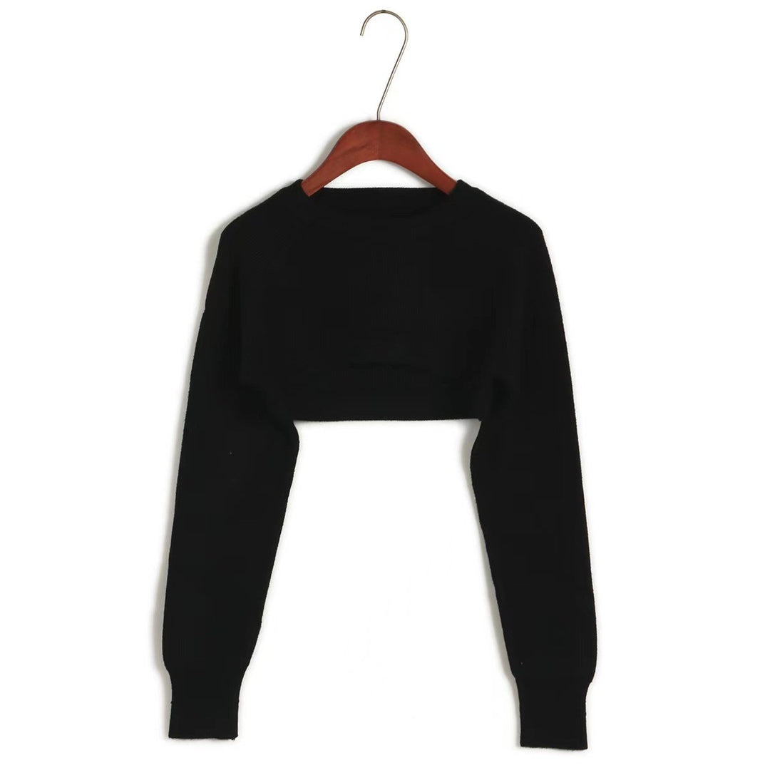 Damer cropped stickad tröja med ribbad struktur Mirla-Eva Jonsson