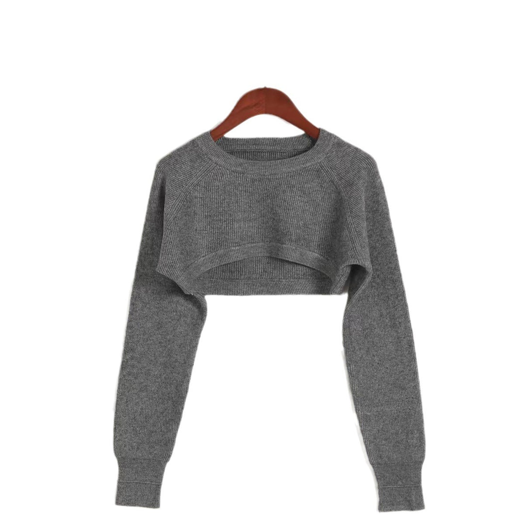 Damer cropped stickad tröja med ribbad struktur Mirla-Eva Jonsson