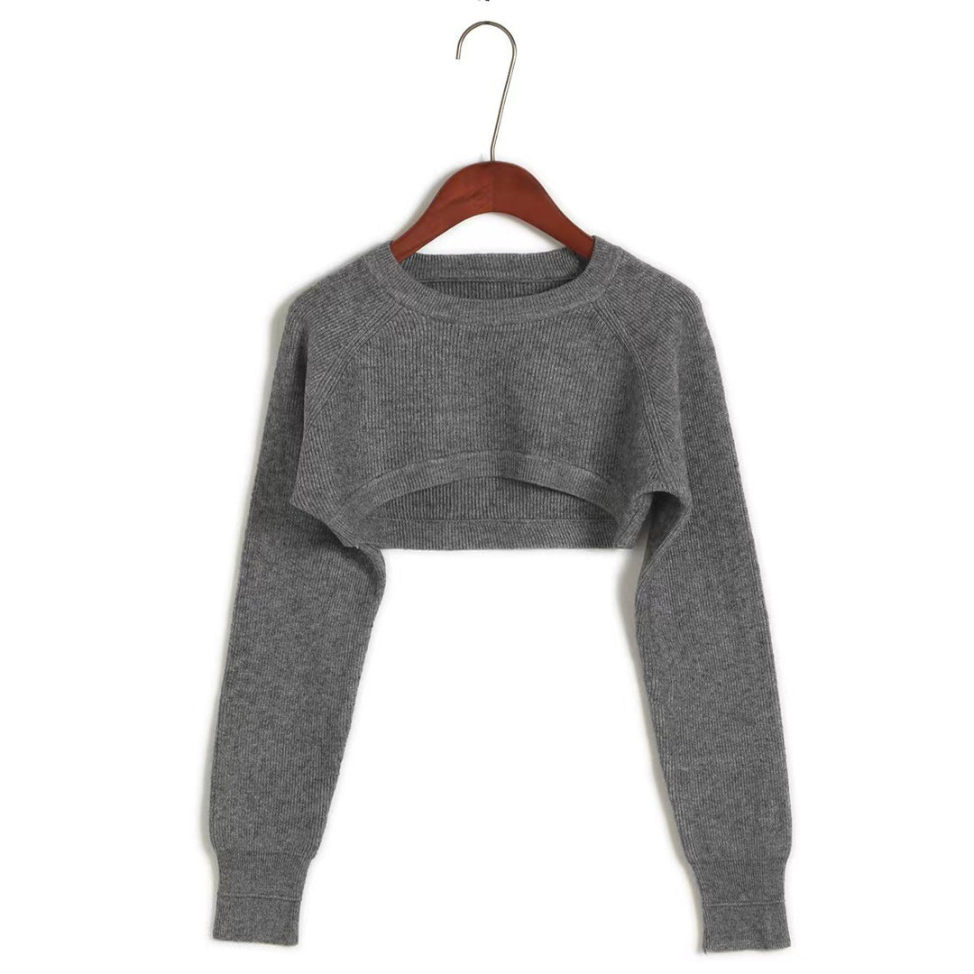 Damer cropped stickad tröja med ribbad struktur Mirla-Eva Jonsson