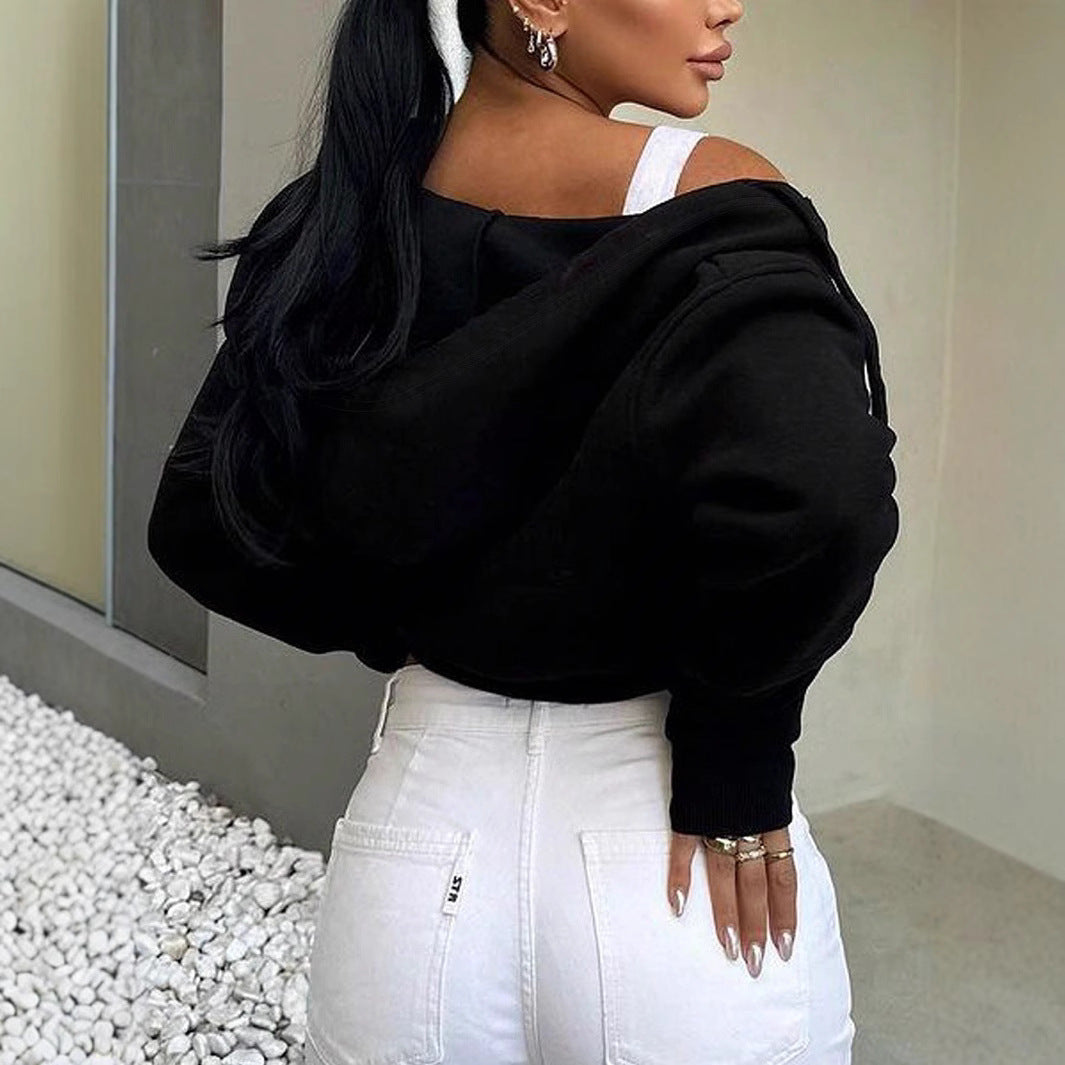 Damer cropped sweatjacka med dragkedja Mirla-Eva Jonsson