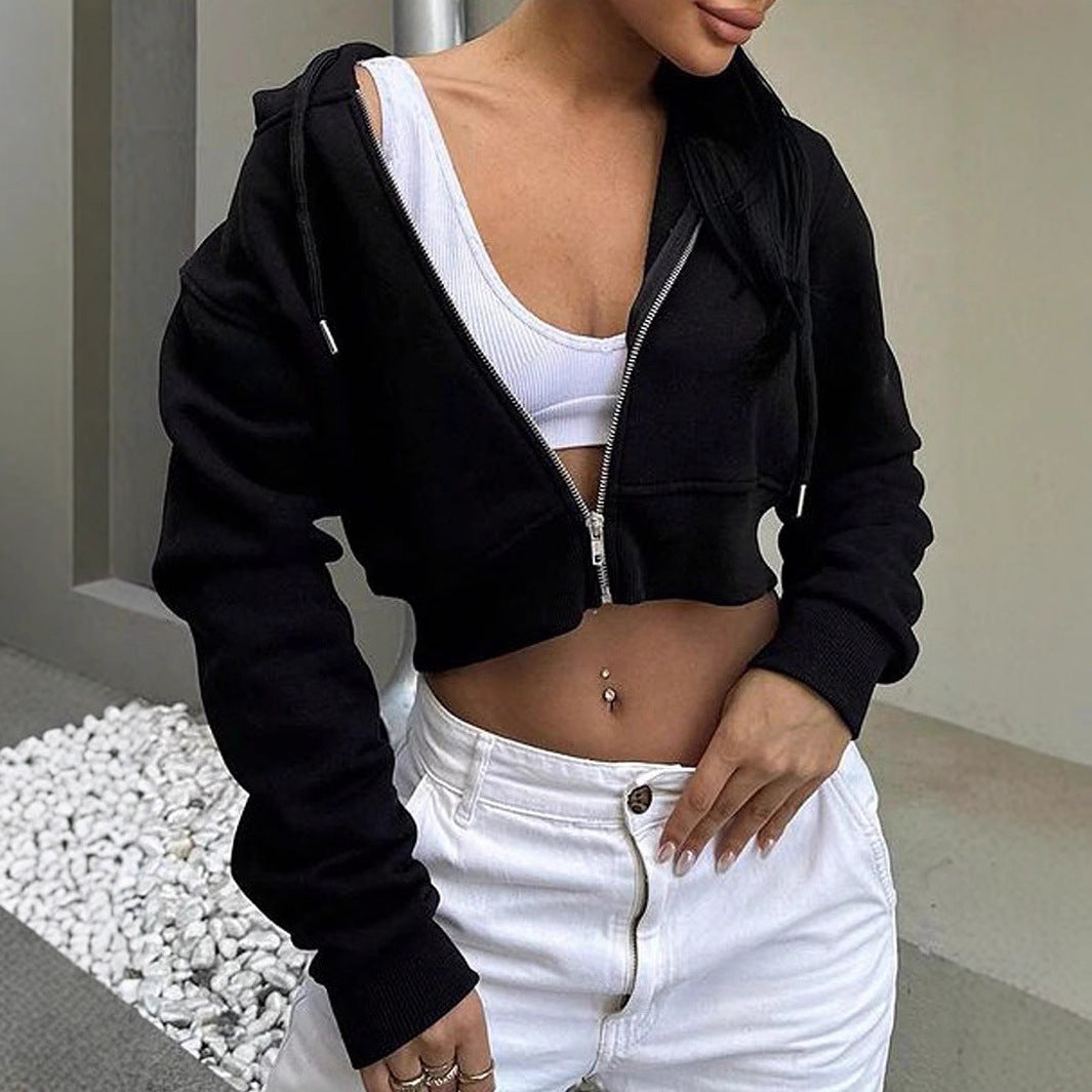 Damer cropped sweatjacka med dragkedja Mirla-Eva Jonsson