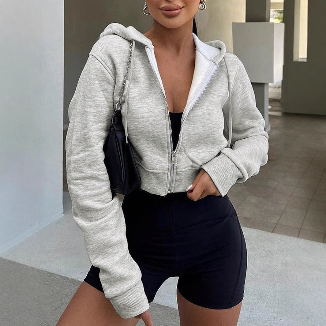 Damer cropped sweatjacka med dragkedja Mirla-Eva Jonsson