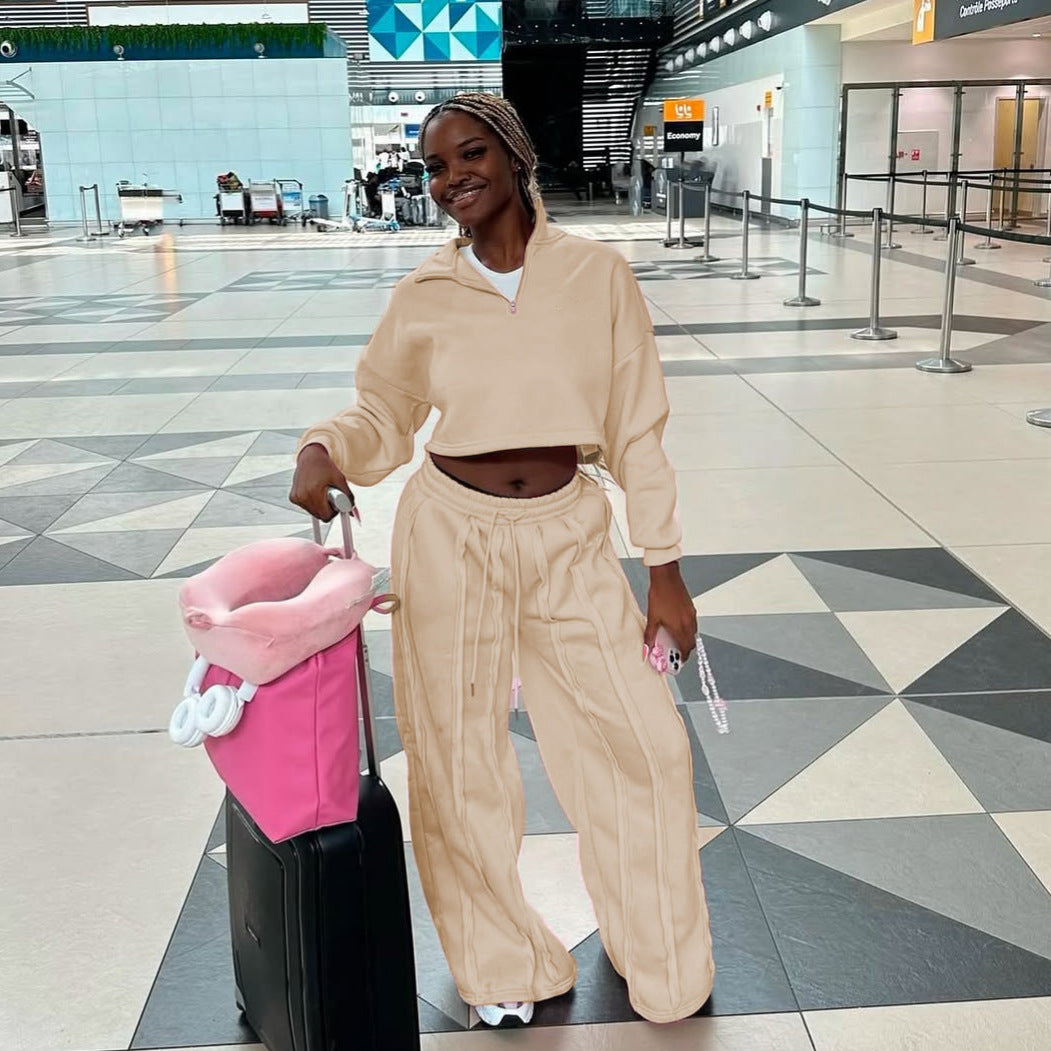 Damer cropped sweatshirt med trendig dragkedja och bekväm midja Mirla-Eva Jonsson