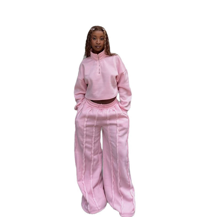 Damer cropped sweatshirt med trendig dragkedja och bekväm midja Mirla-Eva Jonsson