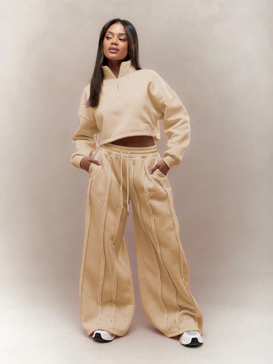 Damer cropped sweatshirt med trendig dragkedja och bekväm midja Mirla-Eva Jonsson