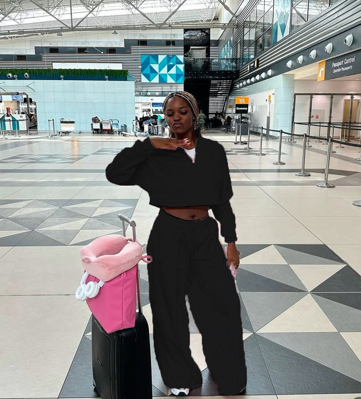 Damer cropped sweatshirt med trendig dragkedja och bekväm midja Mirla-Eva Jonsson