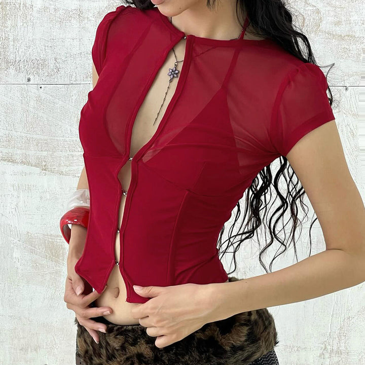 Damer cropped topp med dekorativ snörning Mirla-Eva Jonsson