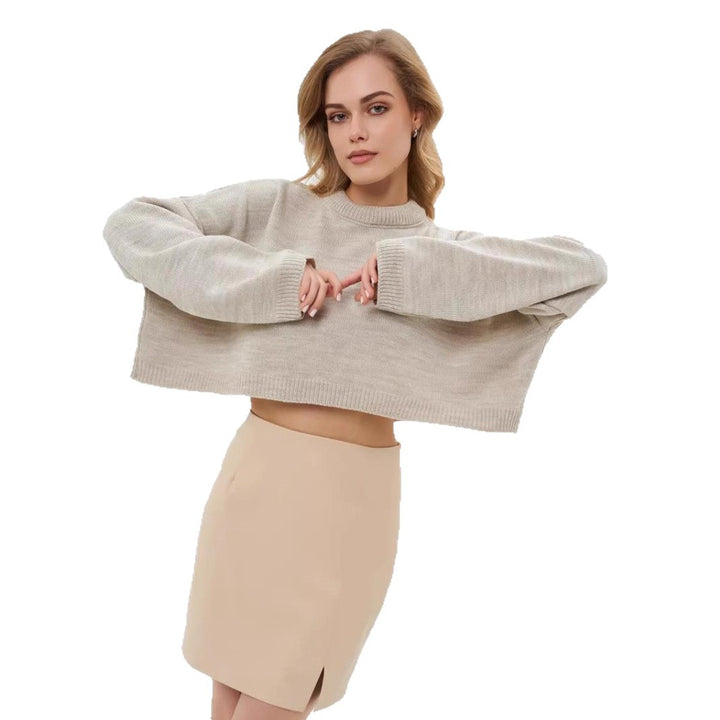 Damer cropped tröja i avslappnad oversized-stil med vida ärmar och strukturerad design Mirla-Eva Jonsson
