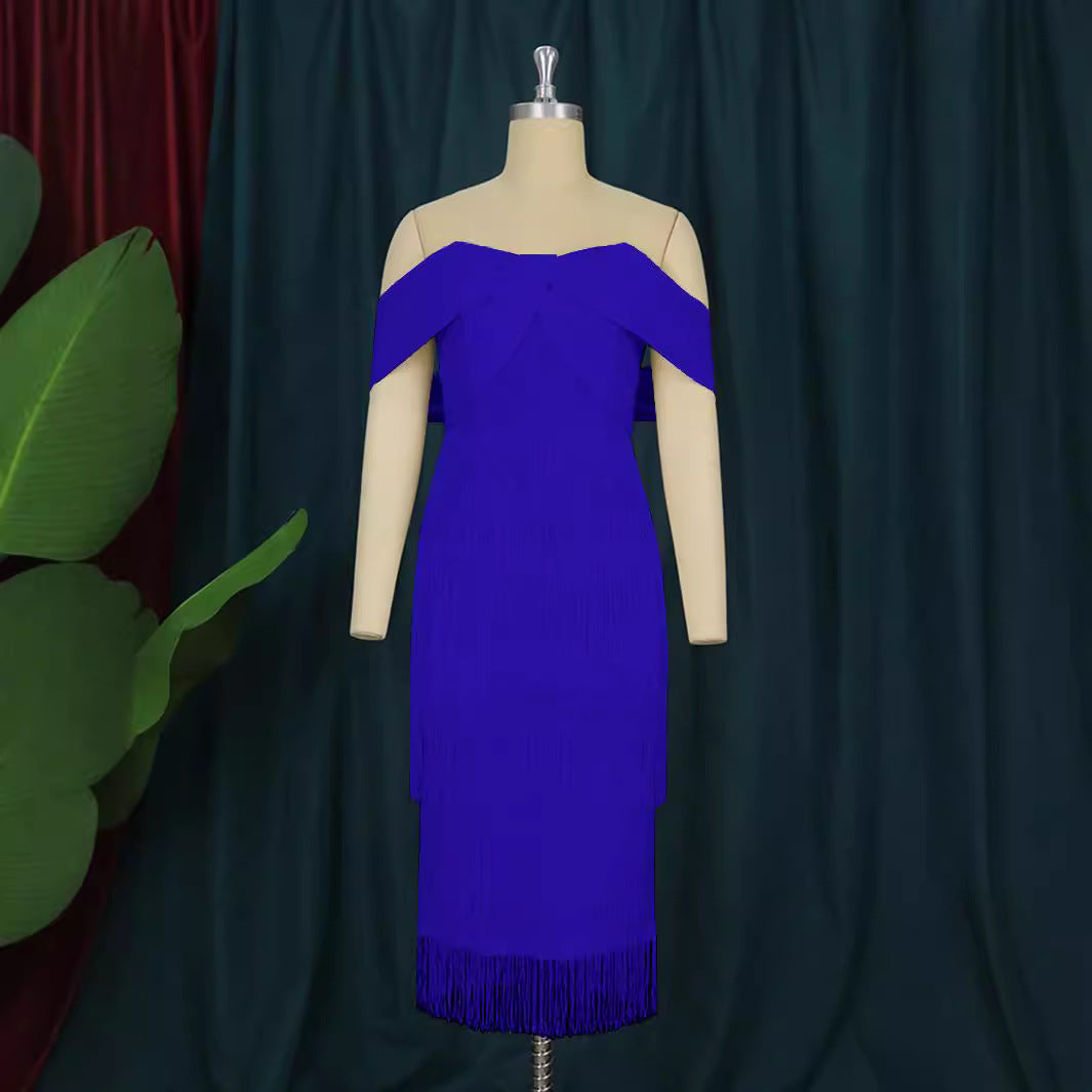 Damer cut-out cocktailklänning med fransar Mirla-Eva Jonsson