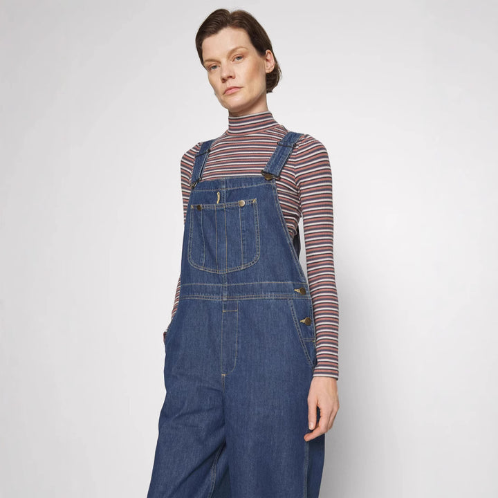 Damer denim jumpsuit med vida ben och justerbara axelband Mirla-Eva Jonsson