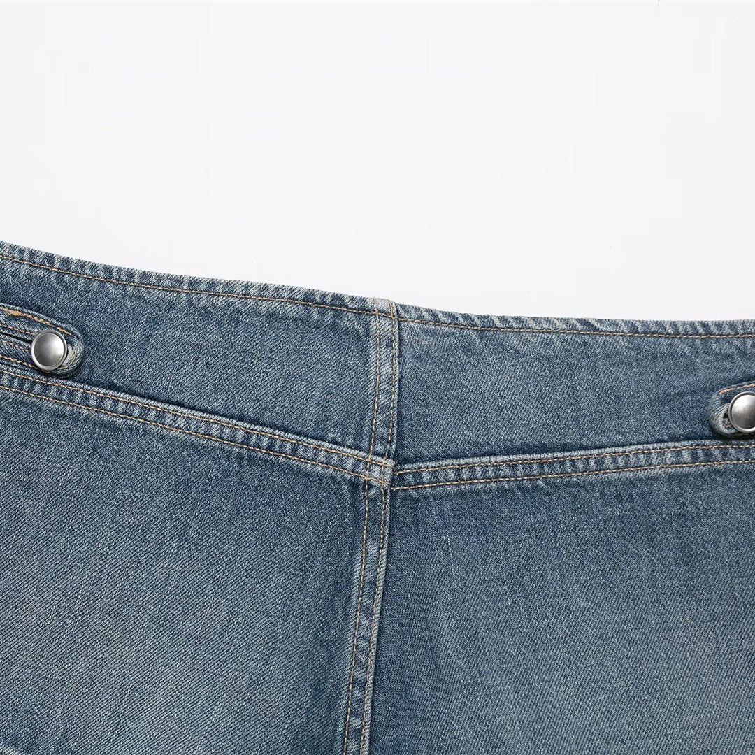 Damer denim-shorts med dekorativa knappar Mirla-Eva Jonsson