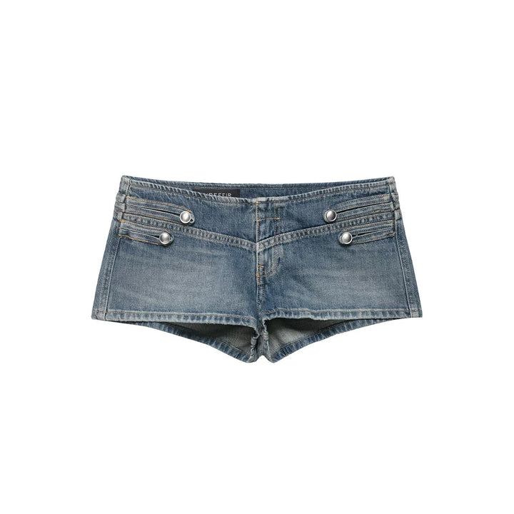 Damer denim-shorts med dekorativa knappar Mirla-Eva Jonsson