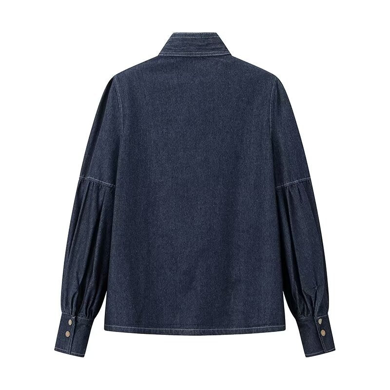 Damer denimblus med sladdetail Mirla-Eva Jonsson