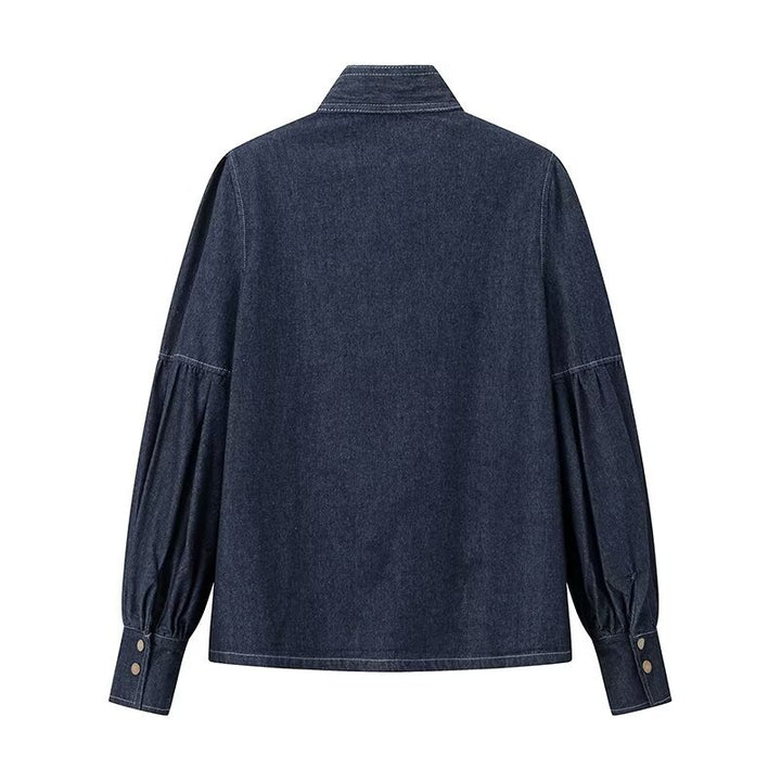 Damer denimblus med sladdetail Mirla-Eva Jonsson