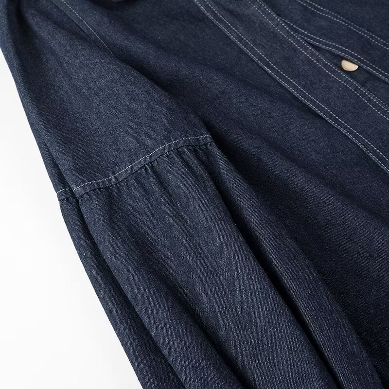 Damer denimblus med sladdetail Mirla-Eva Jonsson