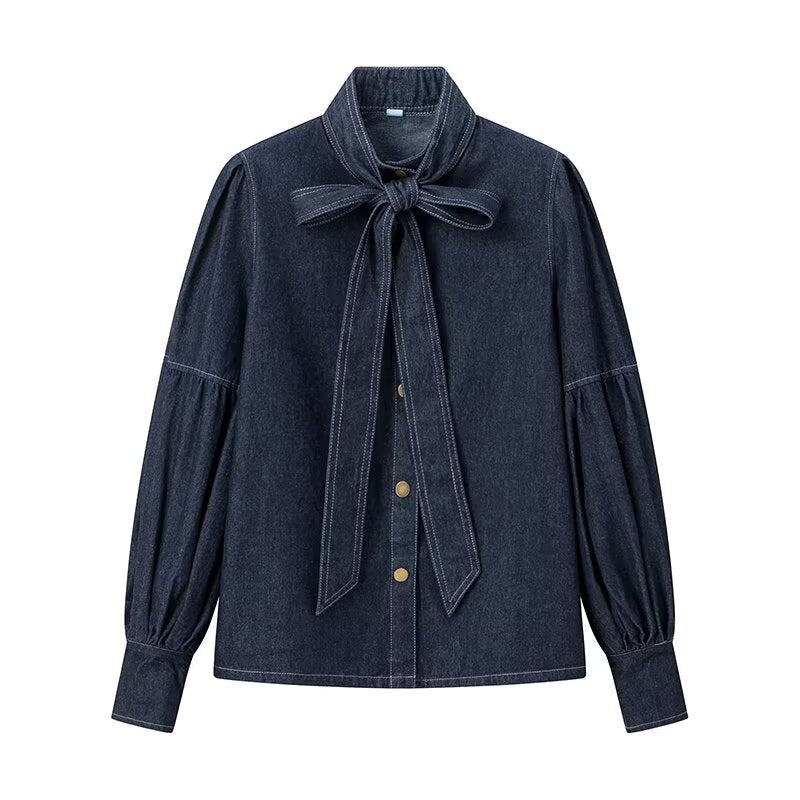 Damer denimblus med sladdetail Mirla-Eva Jonsson