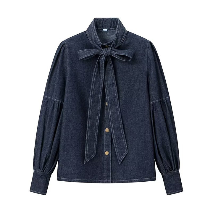 Damer denimblus med sladdetail Mirla-Eva Jonsson