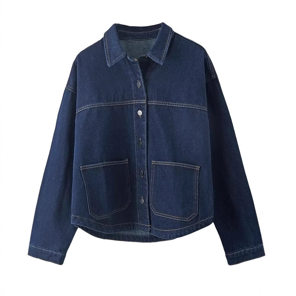 Damer denimjacka med praktisk knäppning och stora fickor Mirla-Eva Jonsson