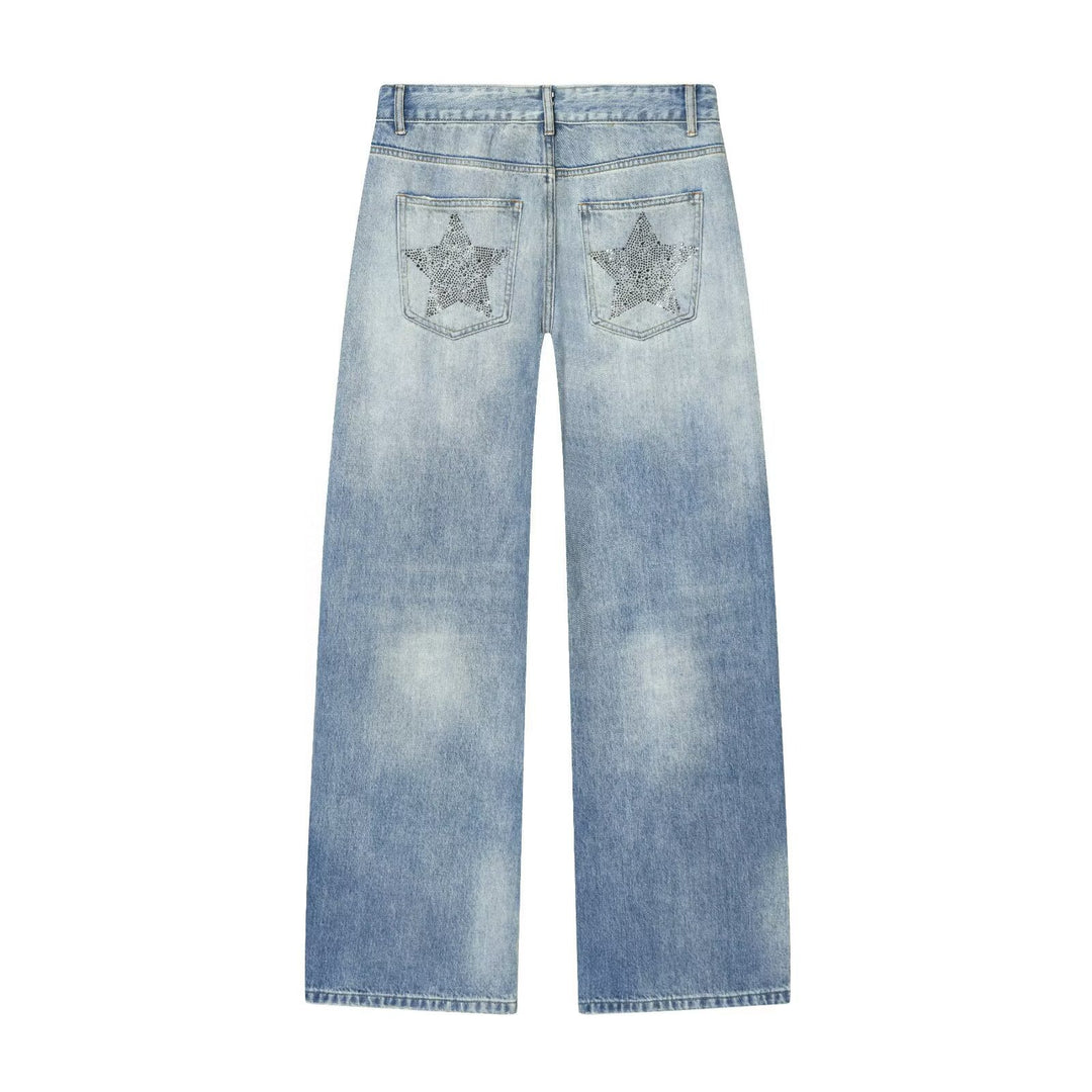 Damer denimjeans med glittrande stjärnmönster Mirla-Eva Jonsson