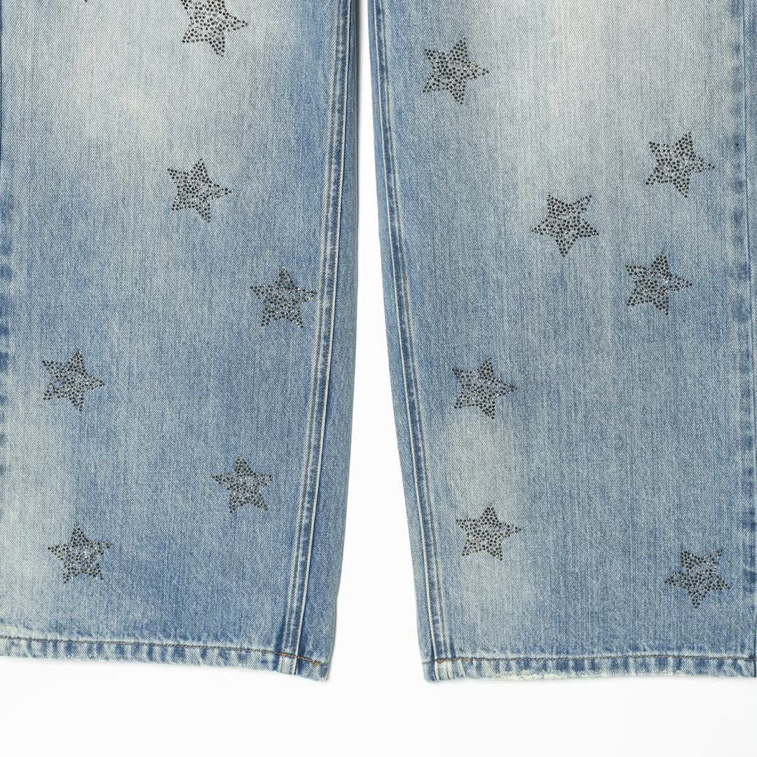 Damer denimjeans med glittrande stjärnmönster Mirla-Eva Jonsson