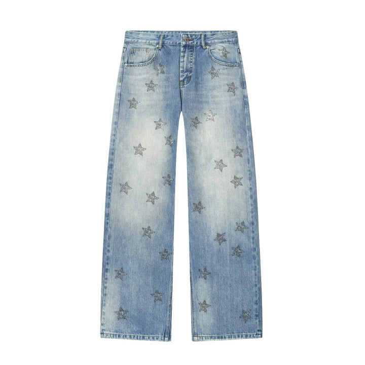 Damer denimjeans med glittrande stjärnmönster Mirla-Eva Jonsson