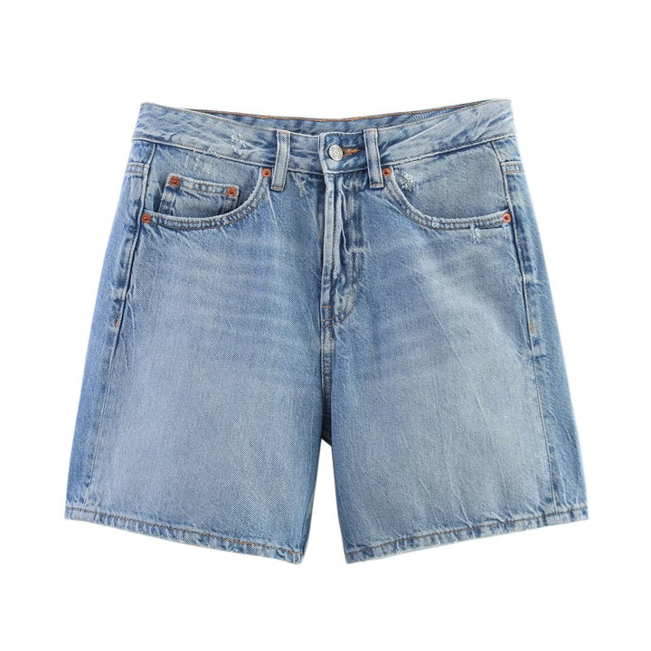 Damer denimshorts i avslappnad stil med hög midja och praktiska fickor Mirla-Eva Jonsson
