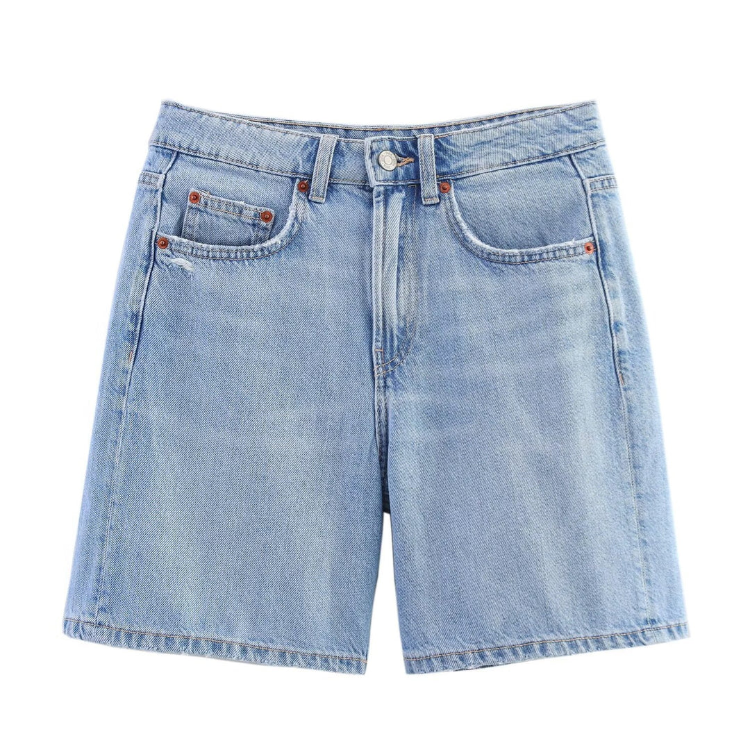 Damer denimshorts i avslappnad stil med hög midja och praktiska fickor Mirla-Eva Jonsson