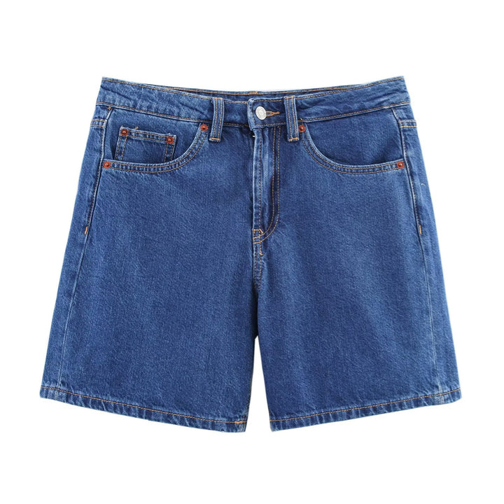 Damer denimshorts i avslappnad stil med hög midja och praktiska fickor Mirla-Eva Jonsson