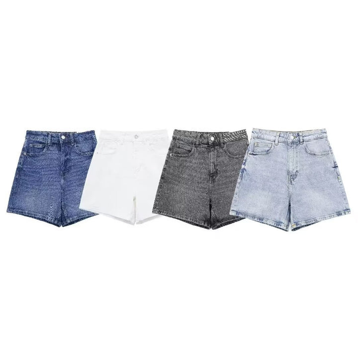 Damer denimshorts i vintage-stil med vid passform och hög midja Mirla-Eva Jonsson