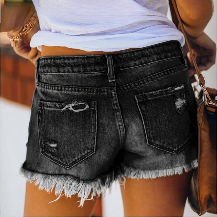 Damer denimshorts med förstörd look och hög midja Mirla-Eva Jonsson