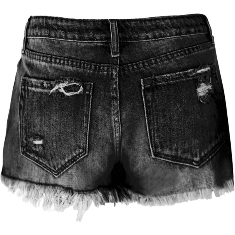 Damer denimshorts med förstörd look och hög midja Mirla-Eva Jonsson