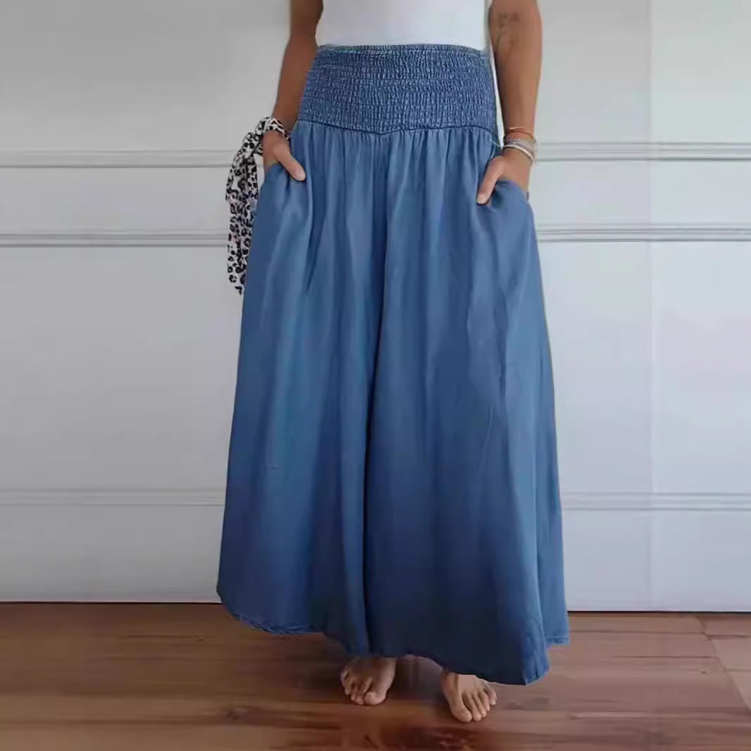 Damer elastisk Maxi-byxa med sidofickor Mirla-Eva Jonsson