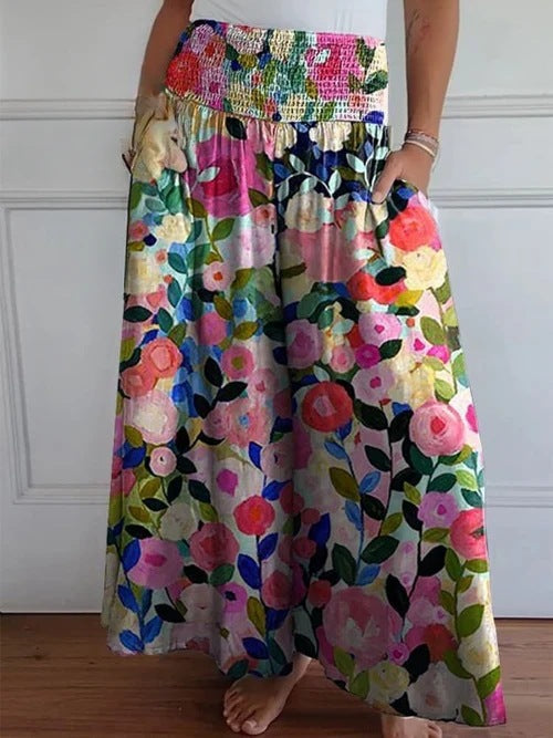 Damer elastisk Maxi-byxa med sidofickor Mirla-Eva Jonsson