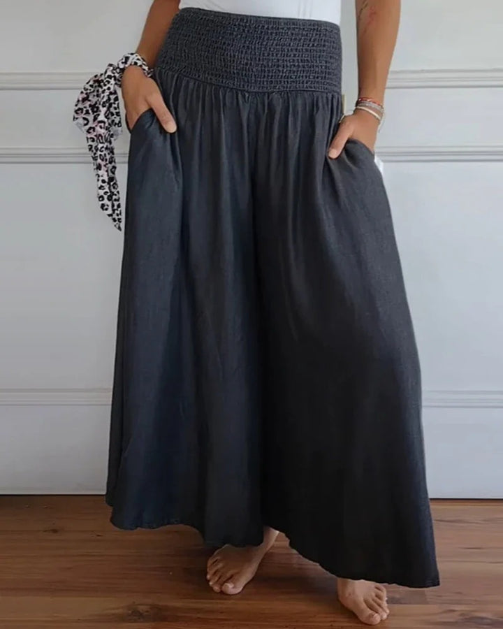Damer elastisk Maxi-byxa med sidofickor Mirla-Eva Jonsson