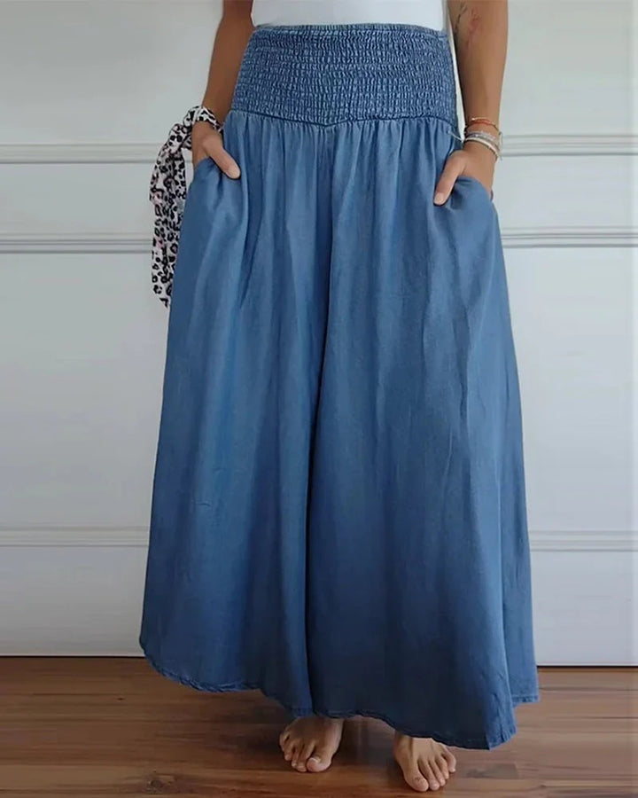 Damer elastisk Maxi-byxa med sidofickor Mirla-Eva Jonsson