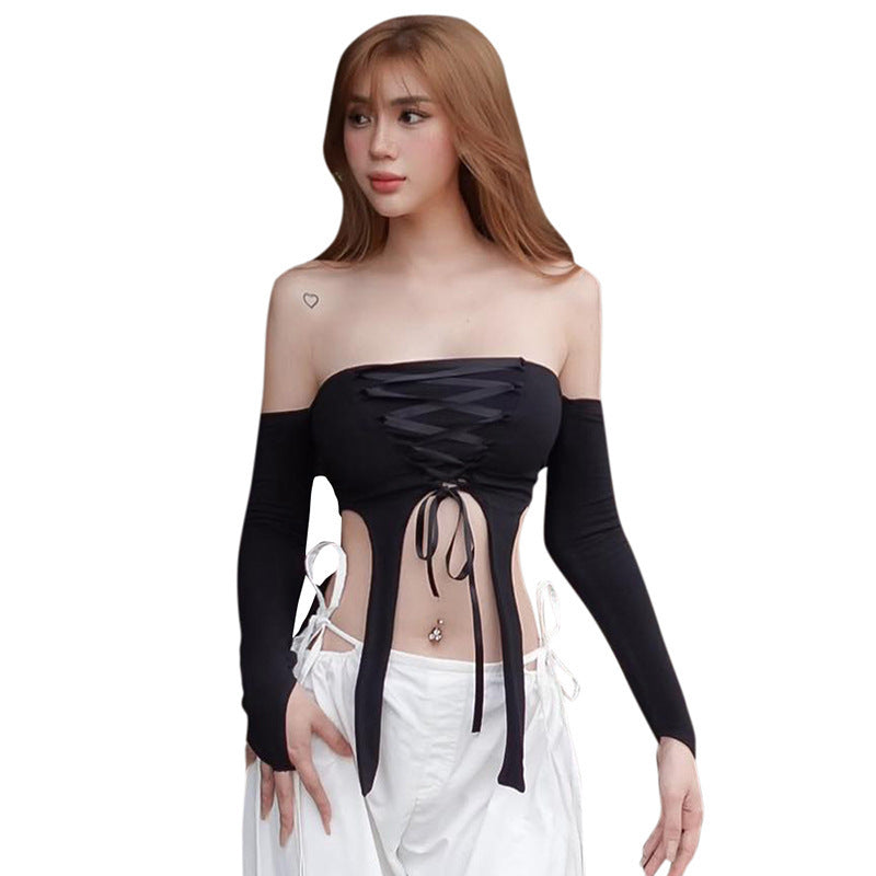 Damer elastiskt Off-Shoulder-top med avancerad snörning Mirla-Eva Jonsson