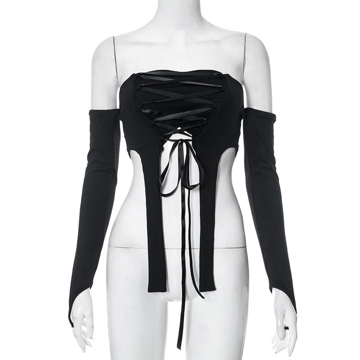 Damer elastiskt Off-Shoulder-top med avancerad snörning Mirla-Eva Jonsson