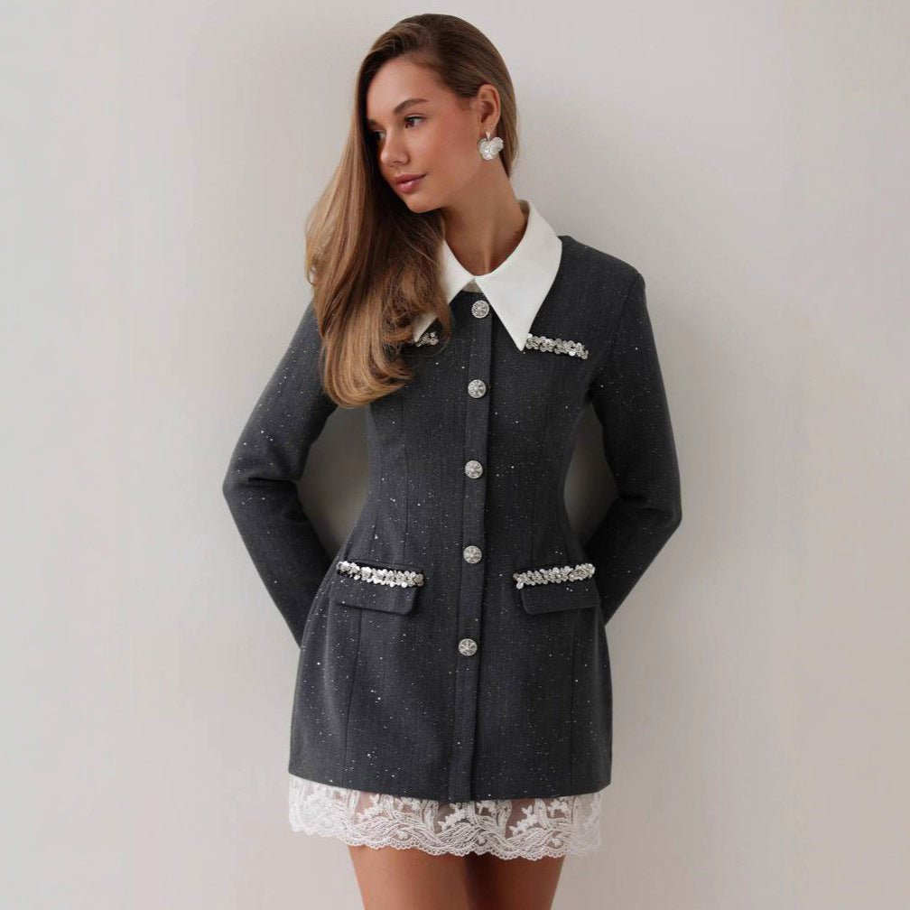 Damer elegant Blazer med romantiska volangdetaljer Mirla-Eva Jonsson