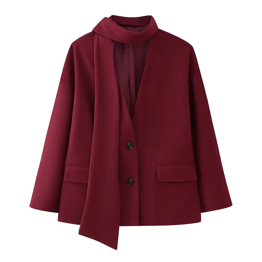Damer elegant Blazerjacka med avtagbar scarf Mirla-Eva Jonsson