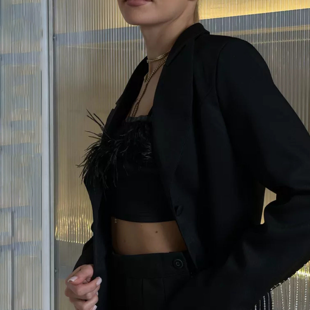 Damer elegant Blazerjacka med glittrande fransar Mirla-Eva Jonsson