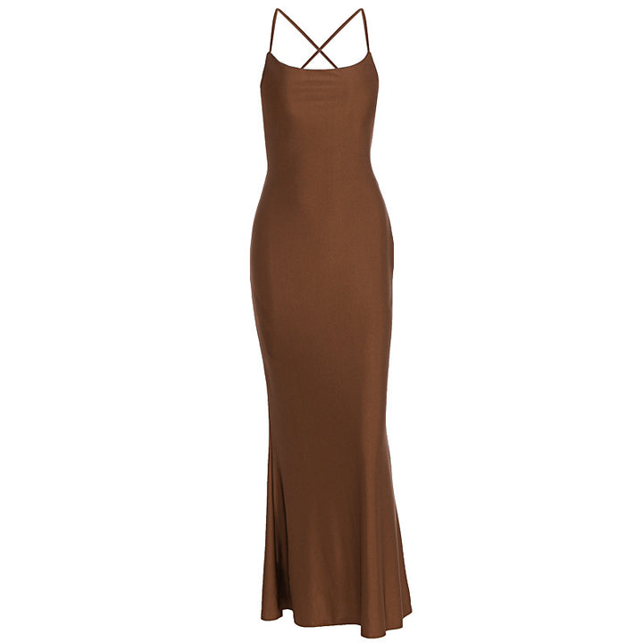 Damer elegant Bodycon Maxiklänning med off-shoulder design och fina band Mirla-Eva Jonsson