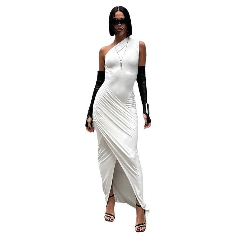 Damer elegant Bodycon aftenkjole med asymmetrisk halsudskæring og slids Mirla-Eva Jonsson