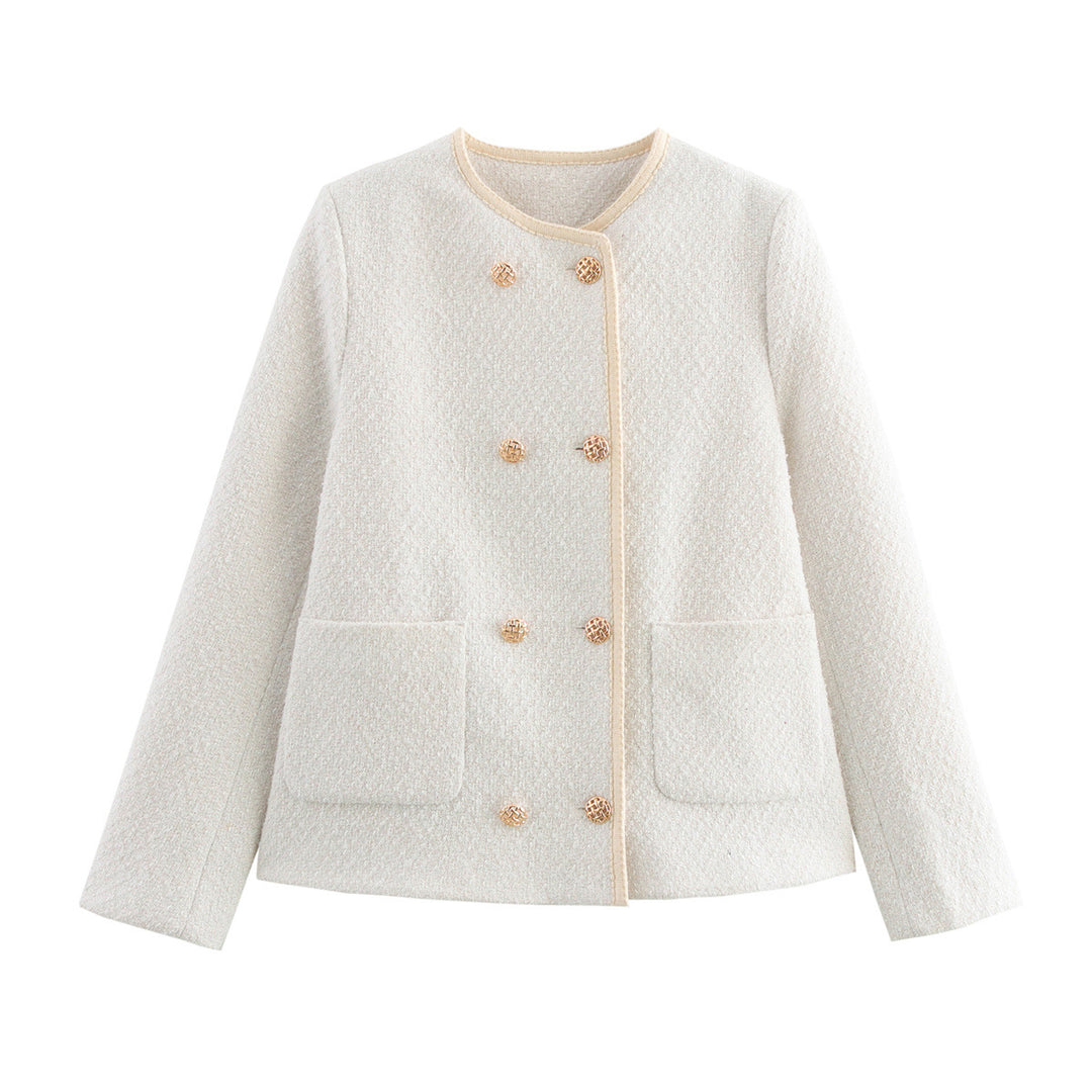 Damer elegant Bouclé-jacka med dekorativa knappar och påsydda fickor Eva Jonsson-Eva Jonsson