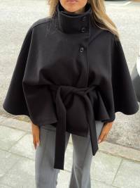 Damer elegant Cape-jacka med knutdetalj och voluminösa ärmar Mirla-Eva Jonsson