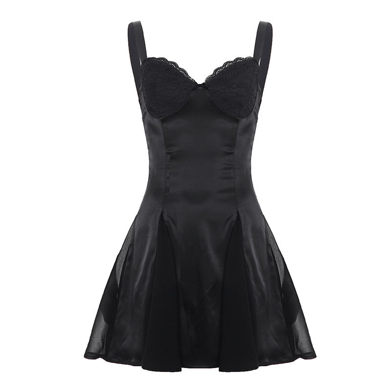 Damer elegant Cocktailklänning med spets-bustier och svängande kjol Mirla-Eva Jonsson