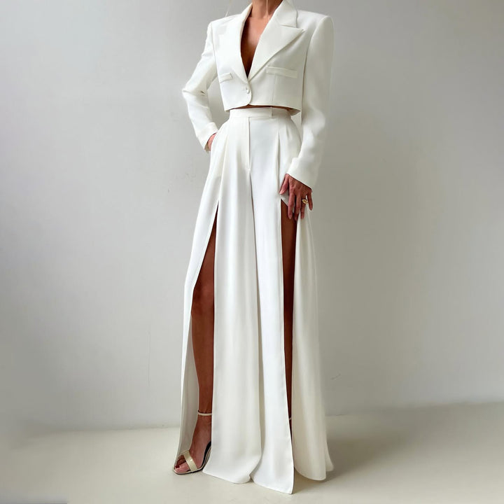 Damer elegant Crop-Blazer med högslitsad Maxikjol Mirla-Eva Jonsson