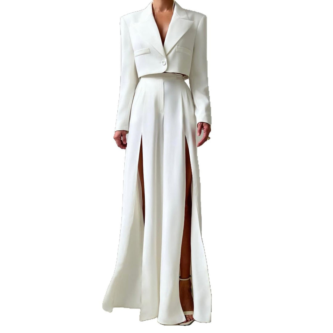 Damer elegant Crop-Blazer med högslitsad Maxikjol Mirla-Eva Jonsson